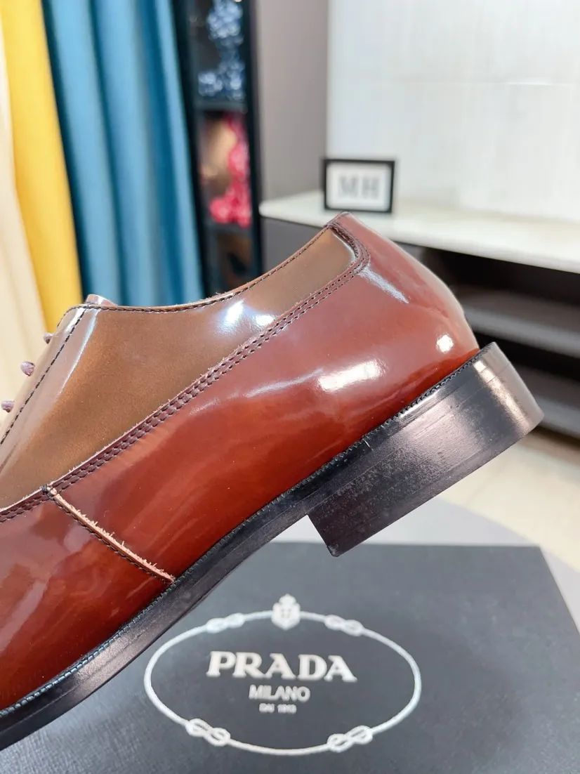 Men's shoes 💰540🌹🌹【PRADA Leather Shoes】Top purchasing agent Original imported Italian custom cowhide leather surface, fully imported water-dyed breathable cowhide lining, original factory special molded sole super comfortable, size: 38-44
